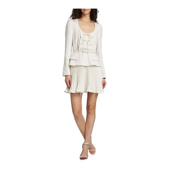 self portrait ivory crepe mini dress Self Portrait Belted Bow Crepe Mini Dress